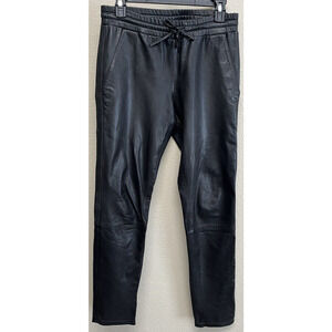 Bec & Bridge 100% Leather Jogger Pants Women’s size 4 Black Elastic Waist